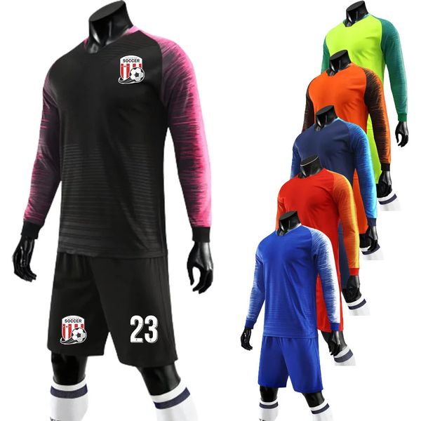 Manga longa uniforme de treinamento de futebol para homens crianças secagem rápida camisa de futebol profissional shorts jérsei terno personalizado 240122