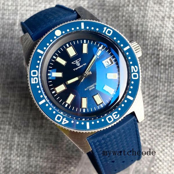 AR Domed Sapphire Tandorio 41mm 62MAS quadrante blu NH35A automatico 300M orologio da uomo subacqueo lunetta in ceramica verde Lume 240202