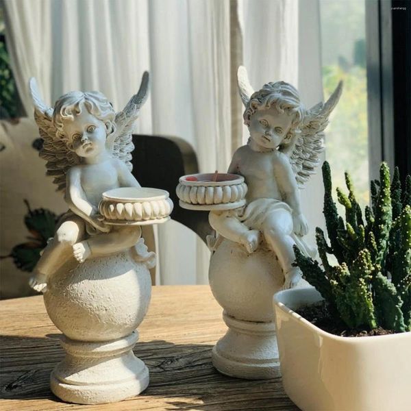 Castiçais anjo chá luz titular casa decoração tealight para casamento