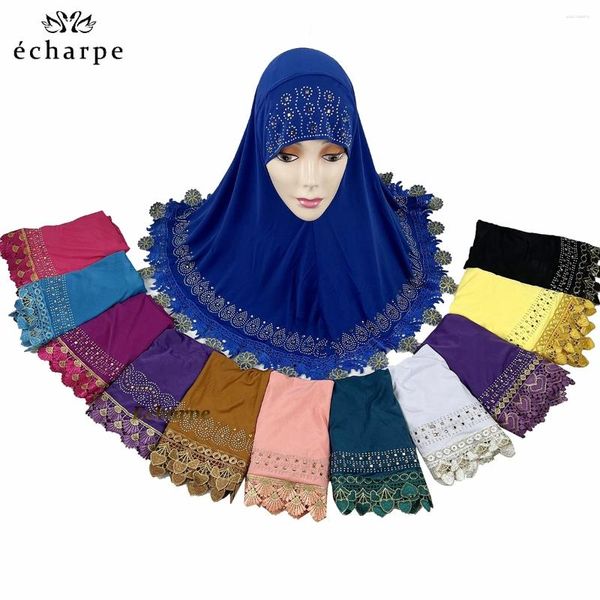 Roupas étnicas 12pcs / 1 dúzia de mulheres africanas muçulmano árabe interno hijab dubai cachecol com strass puxar na cabeça islâmica envoltório headwear