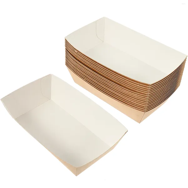 Stoviglie usa e getta 100 pezzi Barchette di carta Da asporto Pollo fritto Vassoio Snack Contenitori Contenitori Contenitori per scatole di imballaggio