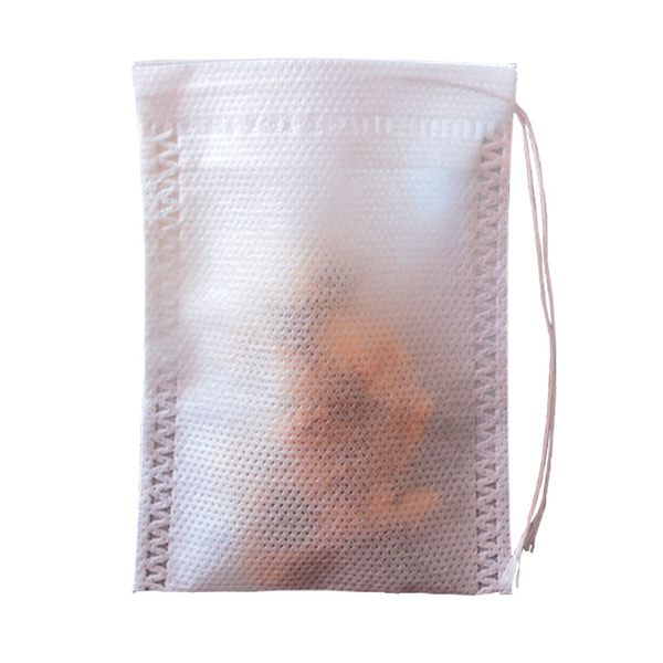 100 sacos de chá descartáveis de tecido não tecido sacos de filtro de chá para chá de especiarias com cordão papel de filtro para chá solto de ervas