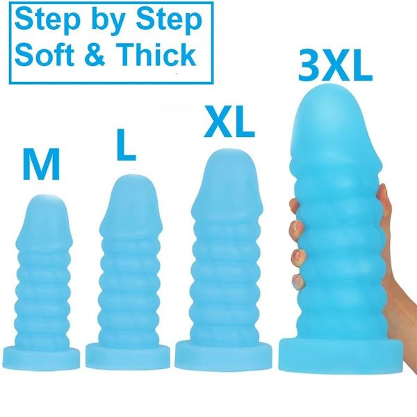 Silicone liquido Enorme vibratore anale Pene realistico Vagina Anal Butt Plug Masturbatori Cazzo grosso Dilatatore ano Giocattolo del sesso per uomini Donna 240126