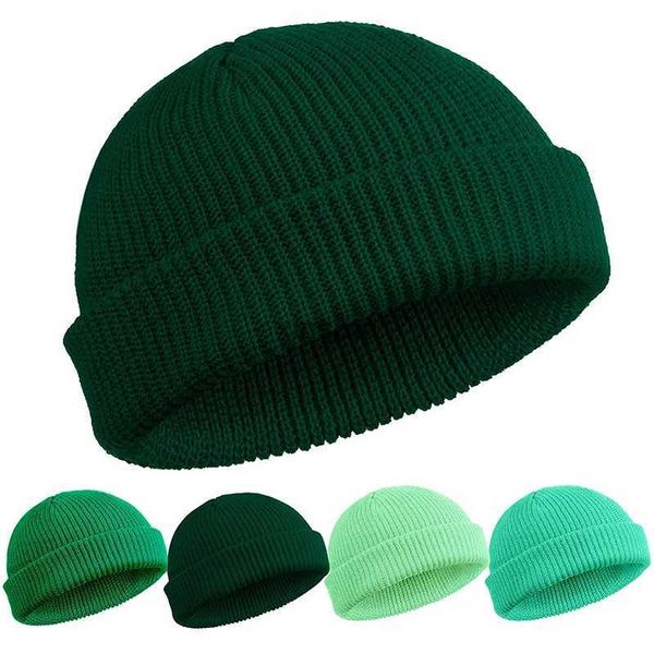 Gorro/bonés de crânio moda masculina gorro de malha chapéus menino solidéu marinheiro bonés punhos retro marinho curto chapéu cor sólida unisex inverno quente boné roll-up borda yq240207