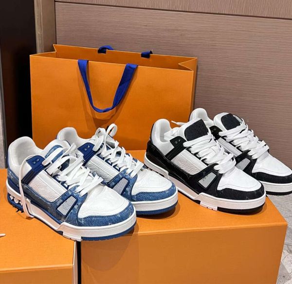 кроссовки с тиснением louisely Trainer Sneaker белые черные небесно-голубые abloh зеленые джинсовые розовые красные роскошные мужские кроссовки Virgil FF повседневные кроссовки viutonly кроссовки vittonly