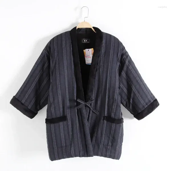 Roupas étnicas Haori Inverno Homens de Alta Qualidade Tecido Acolchoado Algodão Kimono Japão Estilo Grosso Cardigan Roupas Asiáticas Mulheres Yukata Pijama