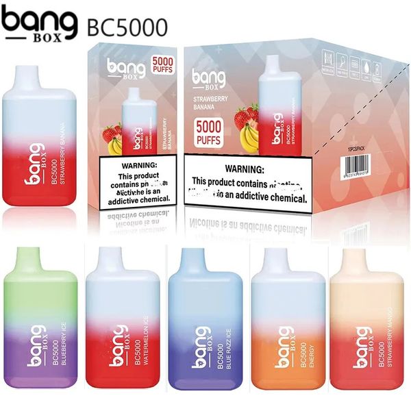 Original Bang Box BC5000 Vape Descartável 13ml Pré-preenchido 5000 Puffs Desechable E Cigarro Bangbox 5K Pod Dispositivo 24 Sabores