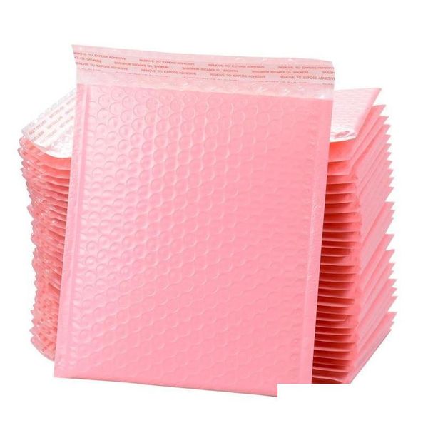 Confezione regalo 10/20/50 pezzi Sacchetti di pellicola con sigillo rosa Bk per imballaggio Buste postali a bolle Busta interna foderata Borsa in polietilene imbottita Consegna a goccia Ho Otuzf