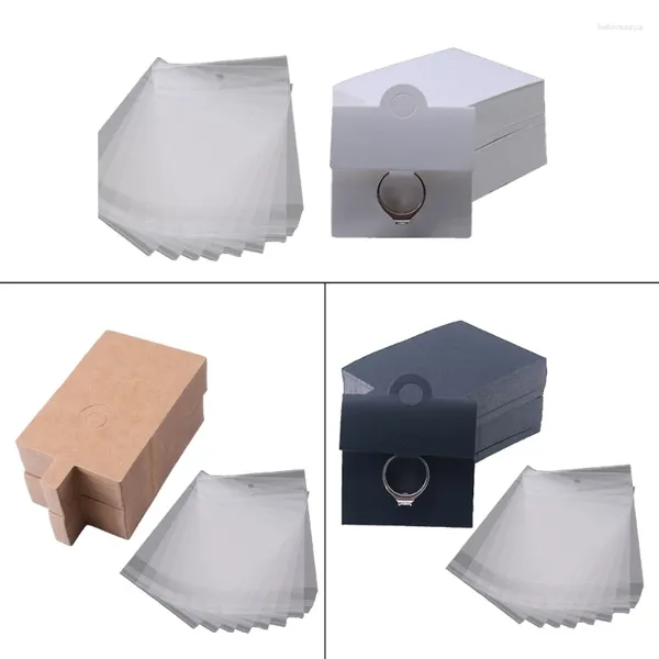 Sacchetti per gioielli 100 pezzi Kraft Ring Display Packaging Cards con fori per appendere vuoti per artigianato fai-da-te e vendita al dettaglio K3ND