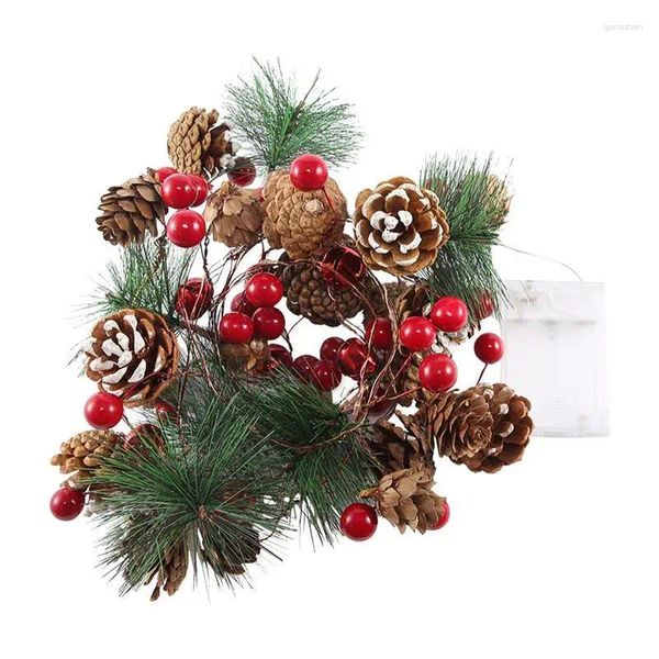 Fiori decorativi Pigna di Natale Luci Ghirlanda 20 LED 2 m Accessori decorativi per decorazioni natalizie per interni ed esterni