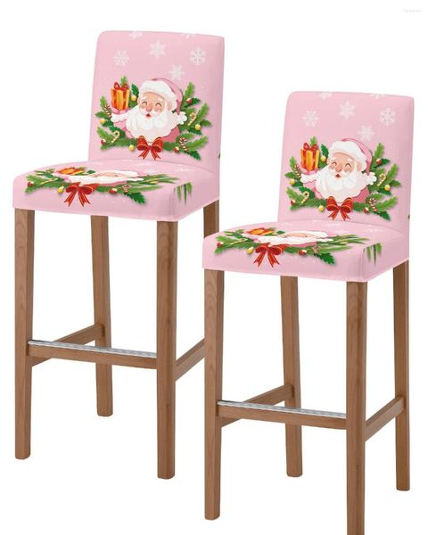 Stuhlhussen Weihnachten Weihnachtsmann Tannennadel Rosa Hohe Rückenlehne 2 Stück Küche Elastische Barhocker Schonbezüge Esszimmer Sitzbezüge