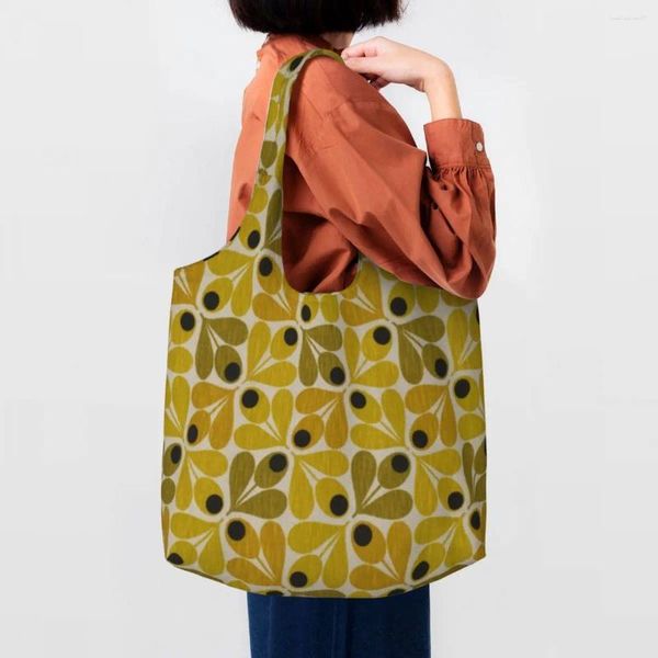 Сумки для покупок, переработка абстрактных желудей, сумка Orla Kiely, холщовая сумка на плечо, прочная сумка для покупок в скандинавских цветах с цветами