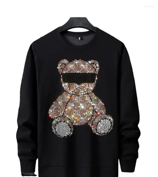 Erkek Hoodies Rhinestones Tasarım Matkap Anime Adam Moda Günlük Elmas Taş Erkek Sweatershirt