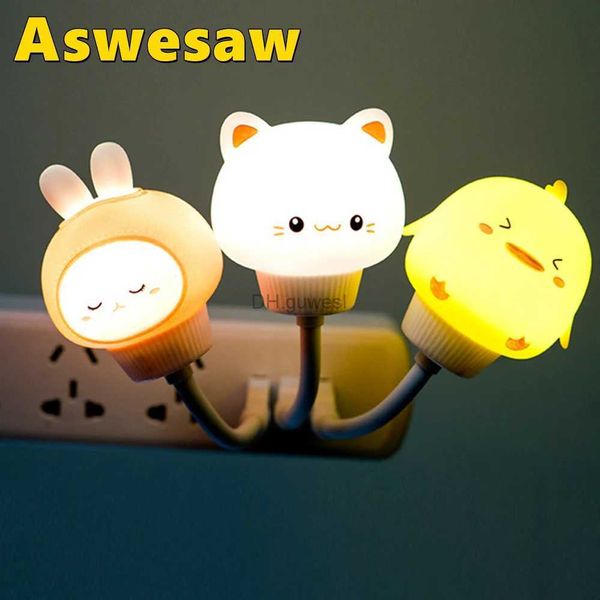 Luci notturne LED Chlidren USB Night Light Lampada da notte per cartoni animati Animale Telecomando per Baby Kid Decor Lampada Natale YQ240207