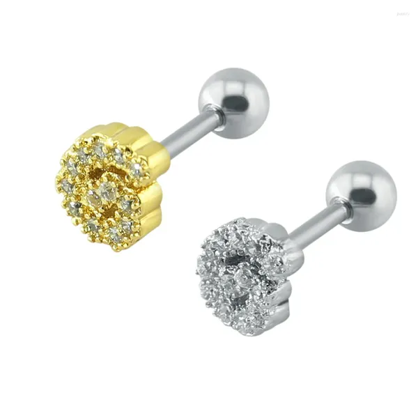 Orecchini a bottone ZS Borchie a forma geometrica G per donna Gioielli penetranti femminili in zircone color oro e argento con intarsio in acciaio inossidabile 3A