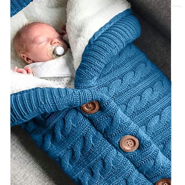 Decken, Unisex, für Kleinkinder, weich, dick, Fleece, gestrickt, für Babys, Mädchen, Jungen, Kinderwagen, Wickeltücher, Born-Artikel, Dunkelblau