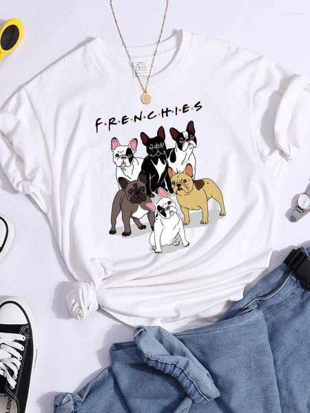 Mulheres Camisetas Frenchies Dachshund Pug Imprimir Camisetas Mulheres Moda Casual Esportes Camiseta Respirável Cool Crop Top O-pescoço Camisa de Rua