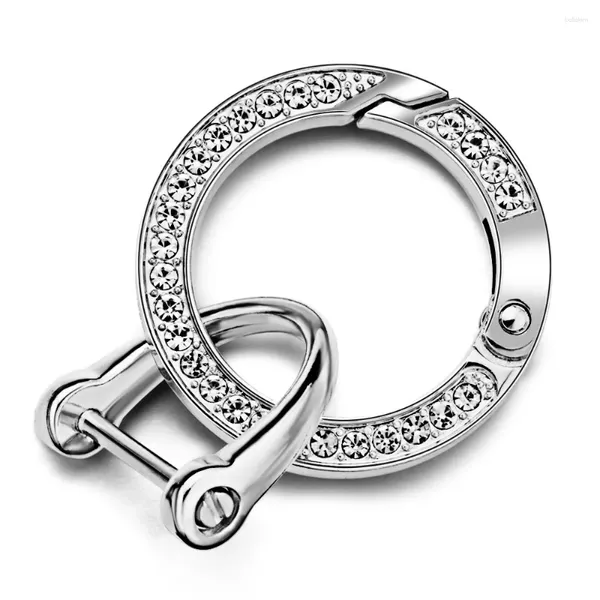 Chaveiros luxo strass chaveiro cristal o anel primavera keyfob estribo chaveiro metal conexão fivela chaveiro titular zh02