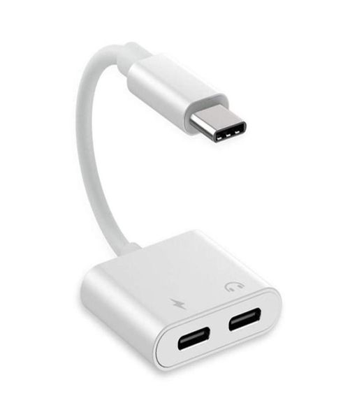 Adattatore USB C 2 in 1 o sdoppiatore caricabatterie 3A Ricarica rapida e musica HIFI DAC 1 porta tipo C maschio a 2 porte tipo C femmina per Pixel HuaWei3375048