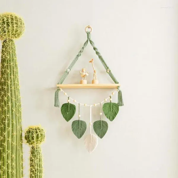 Arazzi per mensole a parete in legno bohémian macrame foglie mobili decorazioni per vaso di fiori organizzatore sospeso per la casa decorazioni per la casa decorazioni