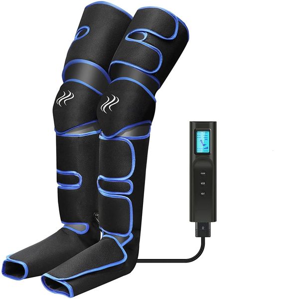 Compressione massaggiatore per gambe per massaggio alla coscia, polpaccio, piede, muscoli, sollievo dal dolore, dispositivo per stivali con controller portatile, riscaldamento del ginocchio 240127