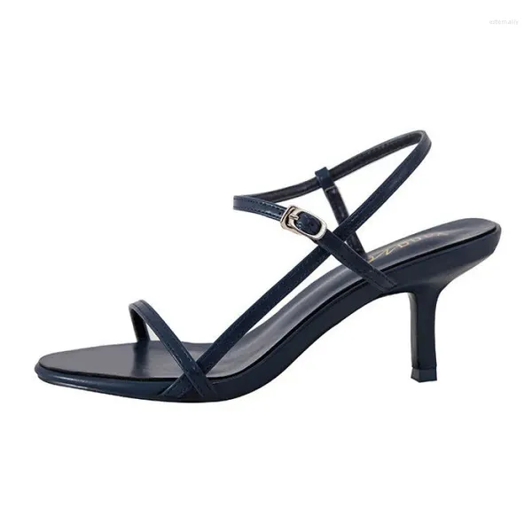 Sapatos de vestido 2024 verão senhoras sandálias moda festa tornozelo cinta aberta dedo do pé saltos finos mulheres sandalias feminino bombas de luxo