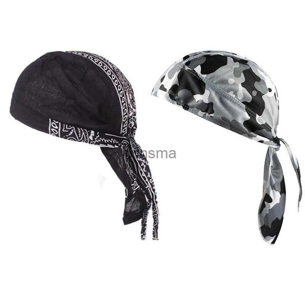 Beanie / Skull Caps Ciclismo Bandana Skull Cap Beanie Leve Ajustável Algodão Biker Hat Hood Headband Headscarf Doo Rags Head Wraps YQ240207