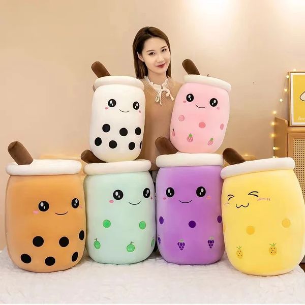 22-70cm Dimensioni giganti Bubble Tea Peluche Squishy Tè al latte Boba Cuscino Peluche Gelato Frutta Succo Bevanda Bottiglia Prop Decor Regalo 240122