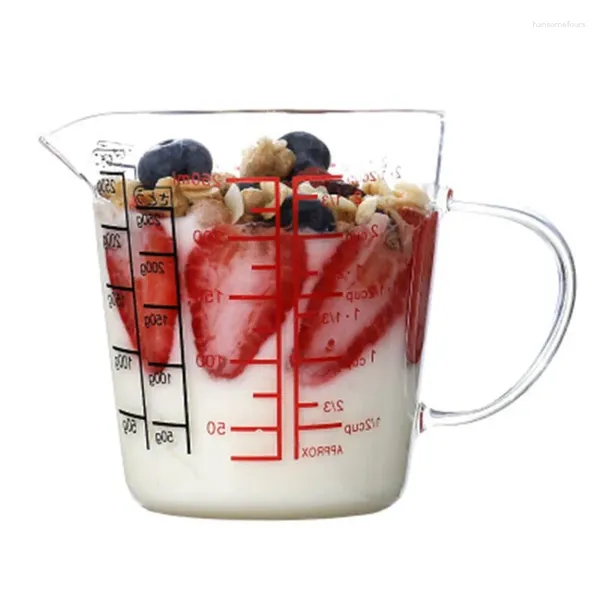 Ferramentas de medição copo de vidro resistente ao calor jarro de leite medida creme escala chá café jarro microondas seguro 500ml