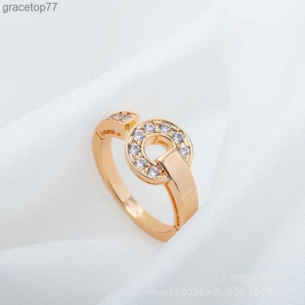 Anelli di gioielli di lusso Versione alta Moneta di rame Baojia per donna Nuova torta rotonda Oro rosa Mosang Diamond Transit Anello di coppia Y3b7