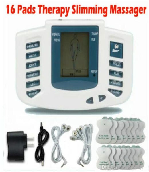 Электрический стимулятор всего тела, расслабляющий массажер для мышечной терапии, массажный пульс, десятки иглоукалывания, машина для здравоохранения, 16 подушечек9948462