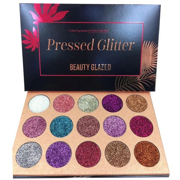 BEAUTY GLAZED 15 цветов палитра теней для век с блестками для макияжа с бриллиантами косметический магнит с блестящим мерцанием Club Party Maquiagem 240123