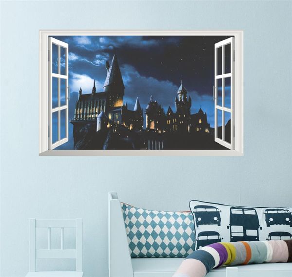 3d escola janela adesivos de parede para quartos de crianças decoração de casa decalques de parede diy cartaz pvc mural art7874283