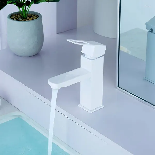 Badezimmer-Waschtischarmaturen Sonderangebot Grauweißer Wasserhahn und kaltes Waschbecken aus 304 Edelstahl