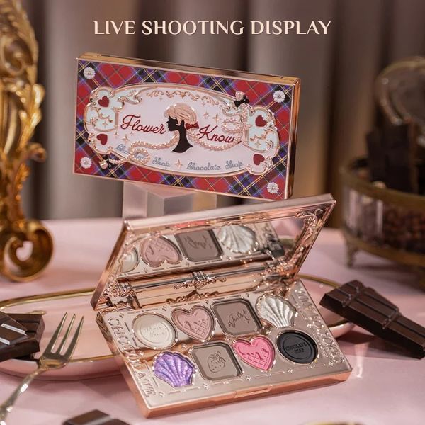 Flower Knows Chocolate Wonder-Shop palette di ombretti cosmetici per trucco occhi a 8 colori 240123