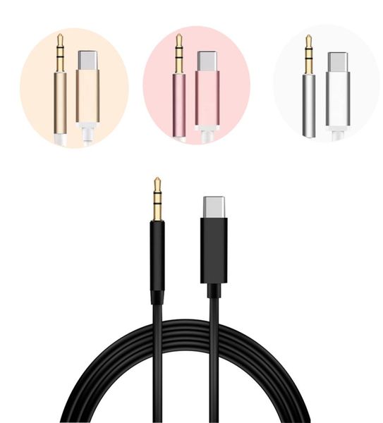 Cavi USB C da 3,5 mm maschio o Aux Jack per cuffie con rivestimento in nylon Altoparlante stereo Cavo musicale per auto per iPhone Samsung Google Pixel6746704