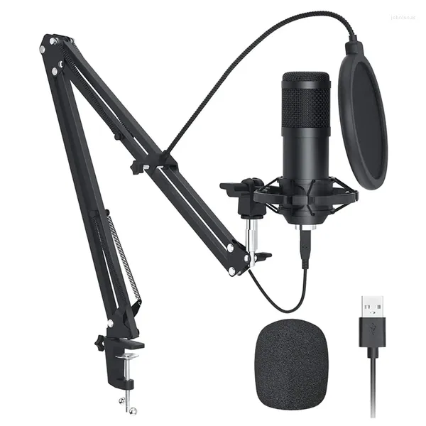 Microfones 192KHZ / 24Bit PC Streaming Podcast Mic Condensador Microfone USB Kit com chipset de som Boom Arm Set