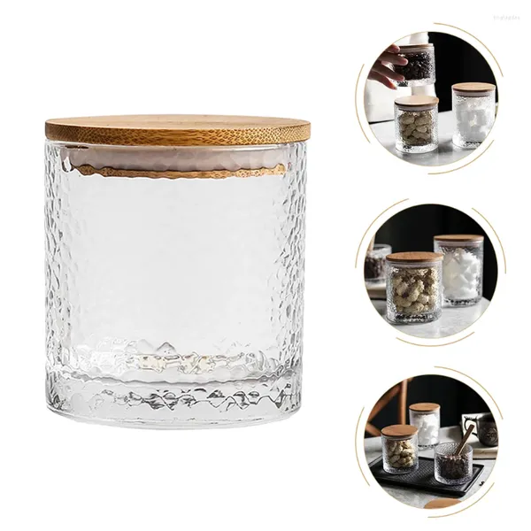 Frascos de armazenamento Jarra de vidro estilo japonês Recipientes para lanche de trigo integral espaguete chá de bambu