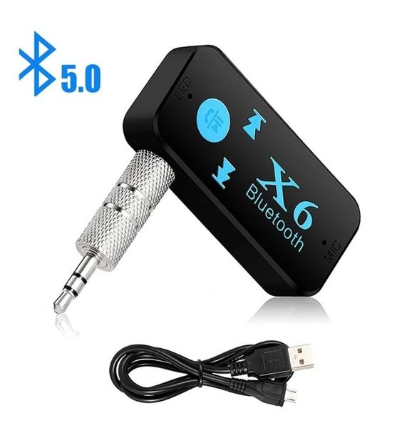 X6 transmissor bluetooth adaptador de carro receptor áudio sem fio mini aux usb 3.5mm jack handsfree carro kit4933971