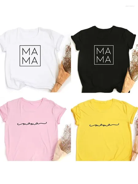 Женские футболки Женская футболка Mama Square Print Повседневная мама Жизнь День матери Рубашка Harajuku Эстетическая корейская женская одежда Винтажные топы