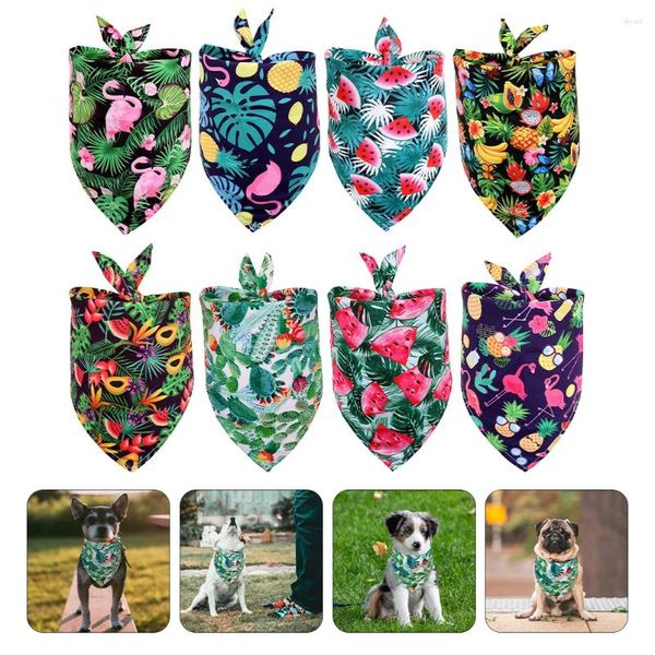 Abbigliamento per cani Bandana rinfrescante Confezione da 8 - Sciarpe triangolari estive Sciarpa con bavaglino con motivo tropicale per cani di taglia piccola, media e grande