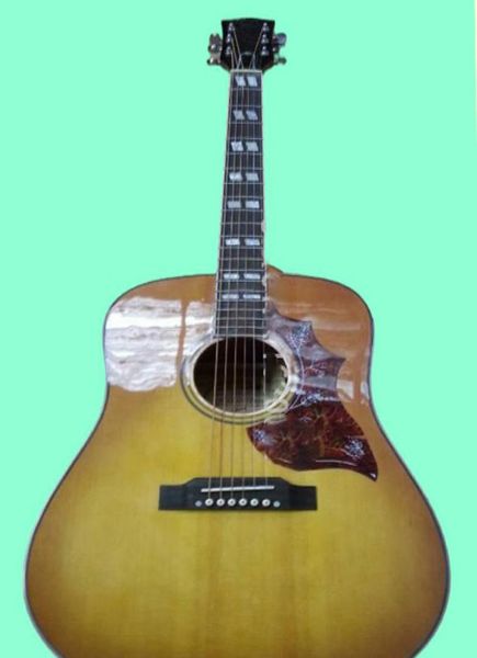 Chibson 41 Polegada Humming Tabaco Sunburst Guitarra Elétrica Acústica China Fishm Captador Dividido Paralelogramo Inlay Red Turtle Pickg8045709
