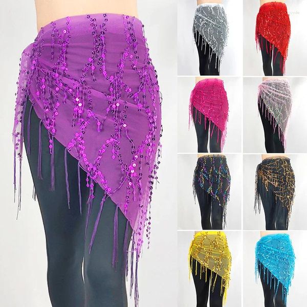 Abbigliamento da palcoscenico Costumi di danza del ventre con nappe multicolori Catena in vita con paillettes Sciarpa per anca da donna Accessori per abbigliamento per spettacoli per feste