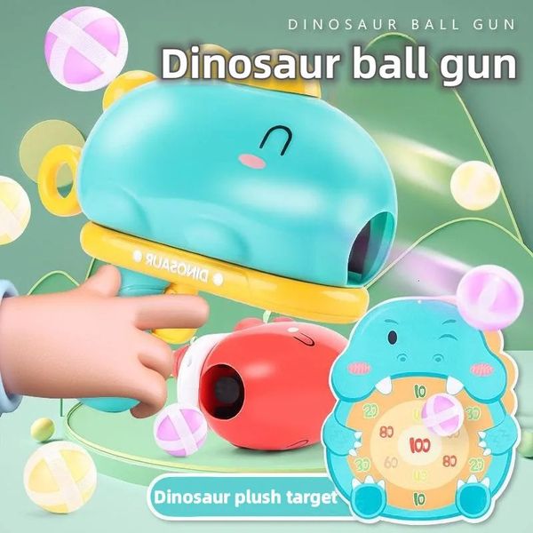 Kids Dinosaur Sticky Ball Gun Cartoon Dart Board Target Shooting Outdoor Sports Games Toys Presente 240202