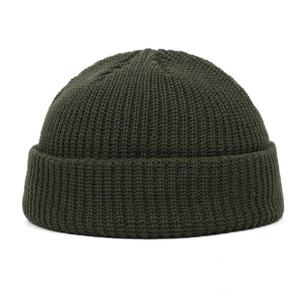 Beanie/Kafatası Kapakları Erkekler Knited Hat Beanie Skullcap Sailor Docker Fisherman Manşet Stripless Cap Kış Sıcak Termal Şapkalar Katı Örgü Çift Şapkalar YQ240207