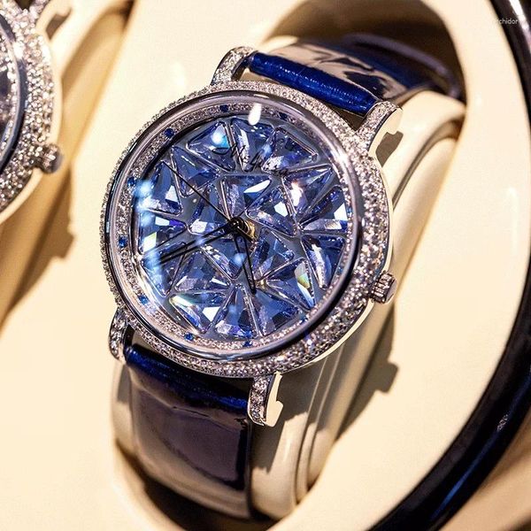 Наручные часы с вращающимся кристаллом Melissa, женские часы, японские кварцевые часы, модный браслет, роскошные кожаные часы со стразами, подарок на день рождения для девушки