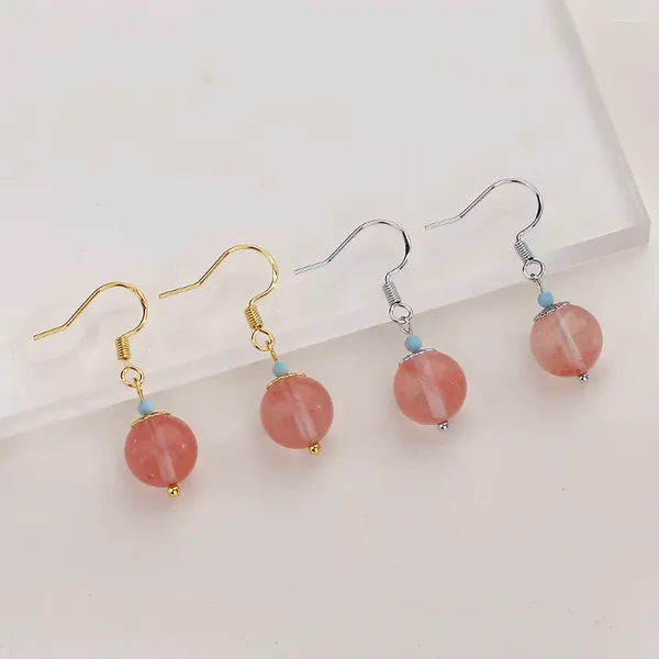 Baumeln Ohrringe Trendy Silber Gold Farbe Tropfen Rosa Perlen Erdbeere Einfache Für Frauen Mädchen Geschenk Mode Schmuck Dropship Großhandel