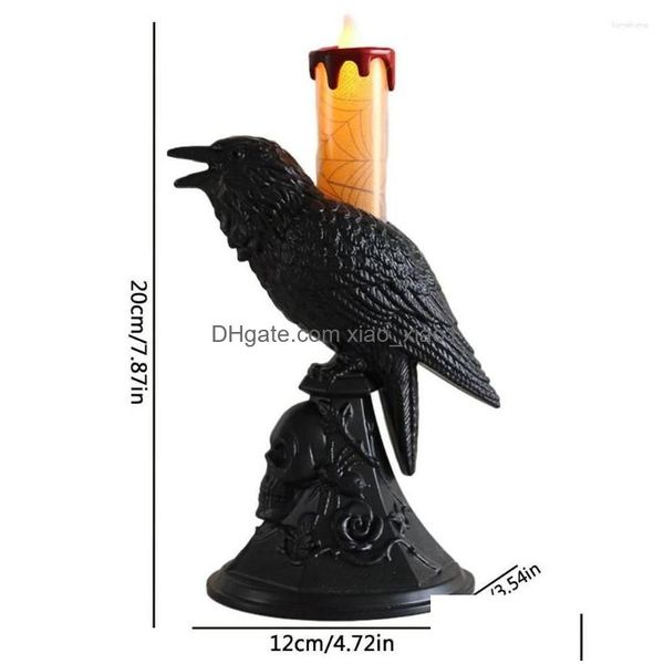 Party Dekoration Led Gothic Crow Schreibtischlampe Halloween Realistische Rabe Kerzenhalter Vintage Vogel Liefert Festival Zubehör Drop Del Dhoef