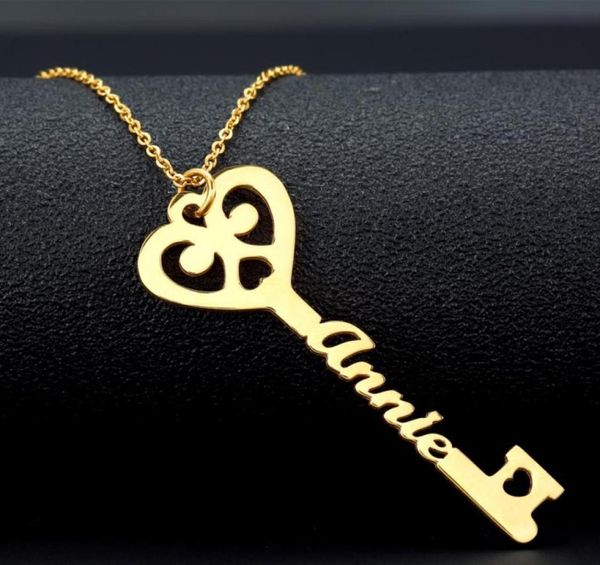 Nome chave gargantilha colares pingentes de aço inoxidável personalizado colar para mulheres placa de identificação jóias presente ketting21797178290511