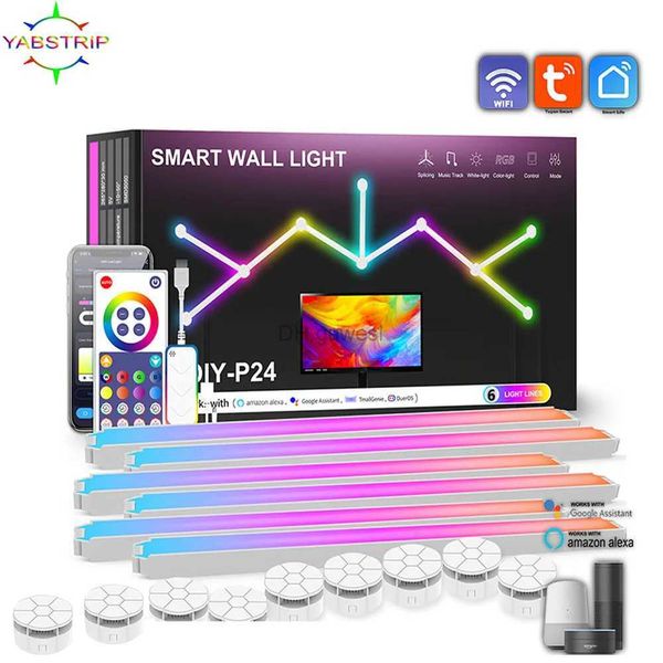 Luci notturne TuYa WIFI LED Smart Lamp 5V USB Bar Atmosfera fai da te Luce notturna a LED Ritmo musicale per TV Retroilluminazione Decorazione del gioco YQ240207